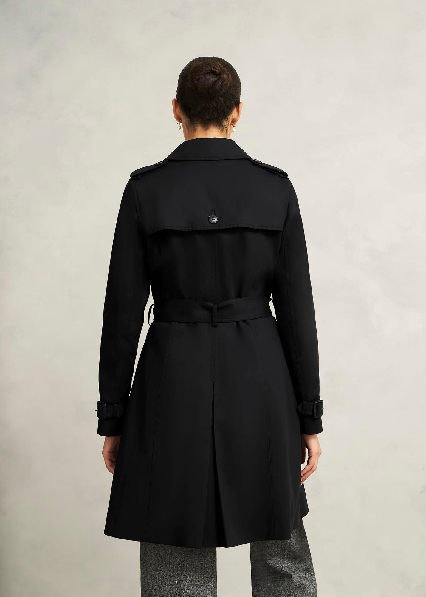 Skylar Shower Resistant Trench Coat, Black, hi-res