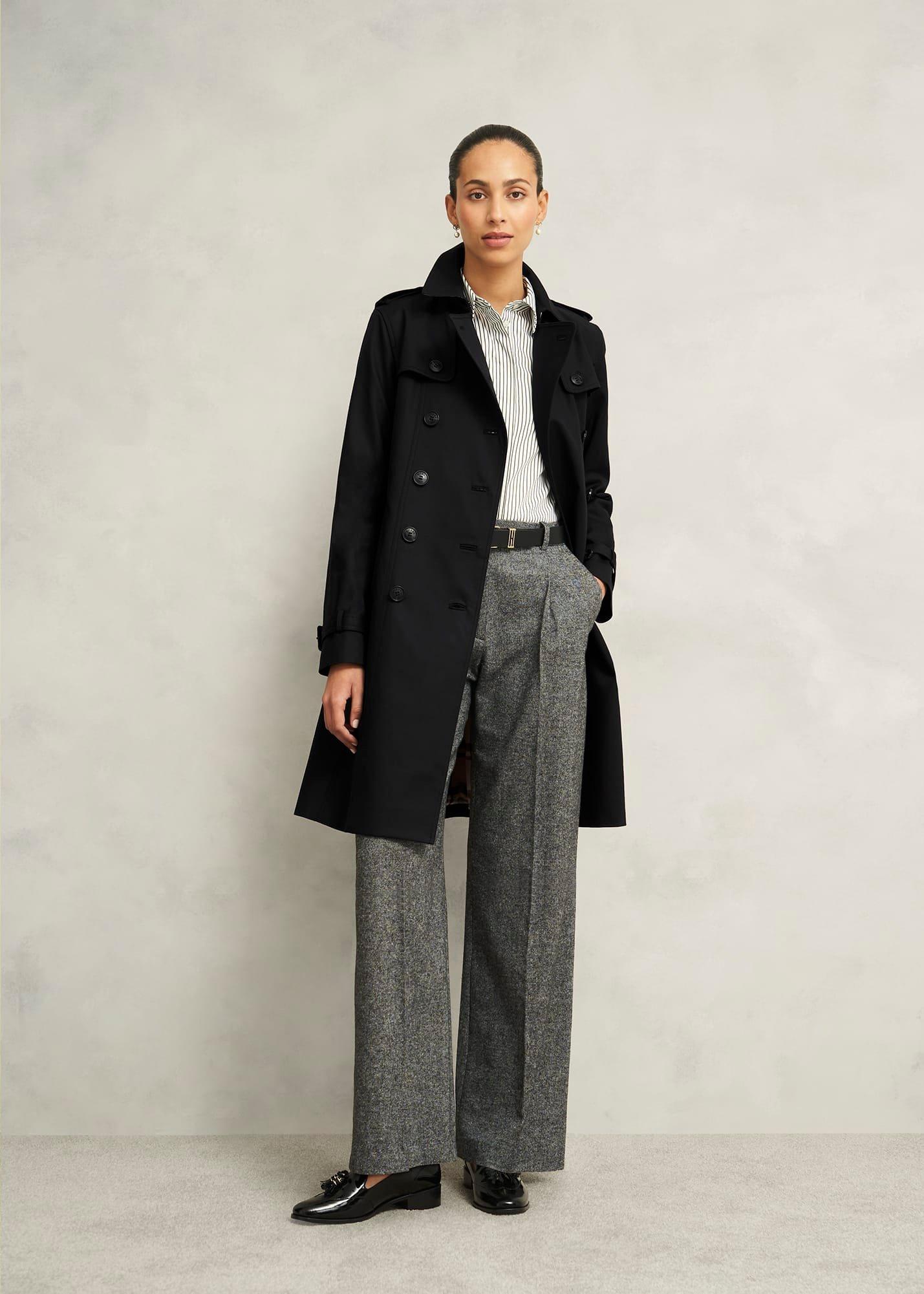 Skylar Shower Resistant Trench Coat, Black, hi-res