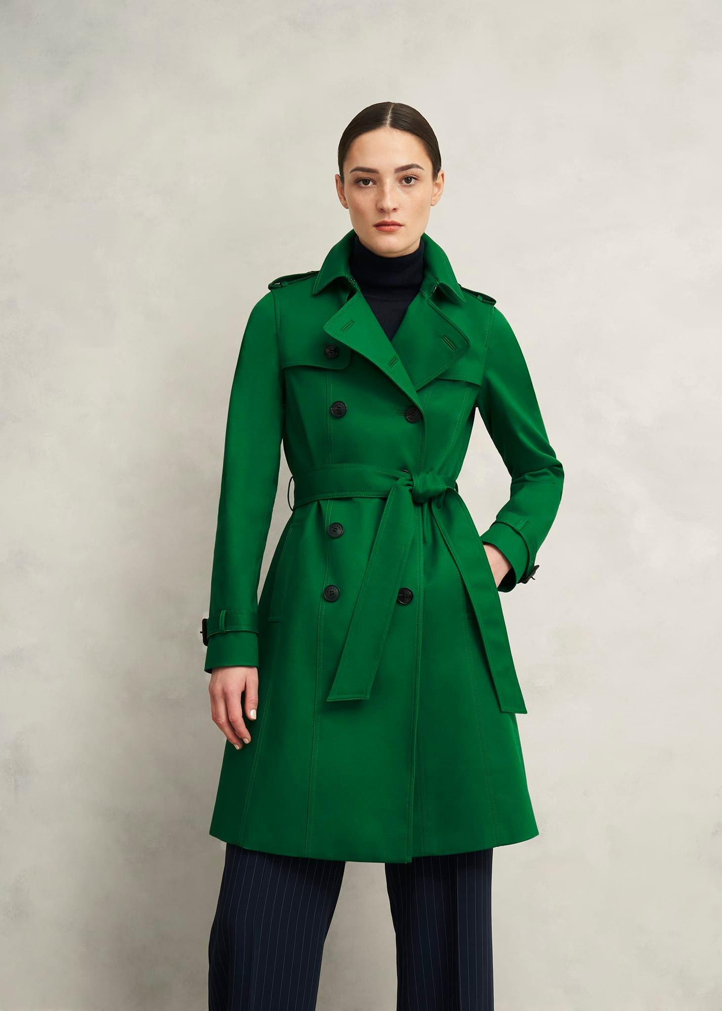 Skylar Shower Resistant Trench Coat, Verdant Green, hi-res