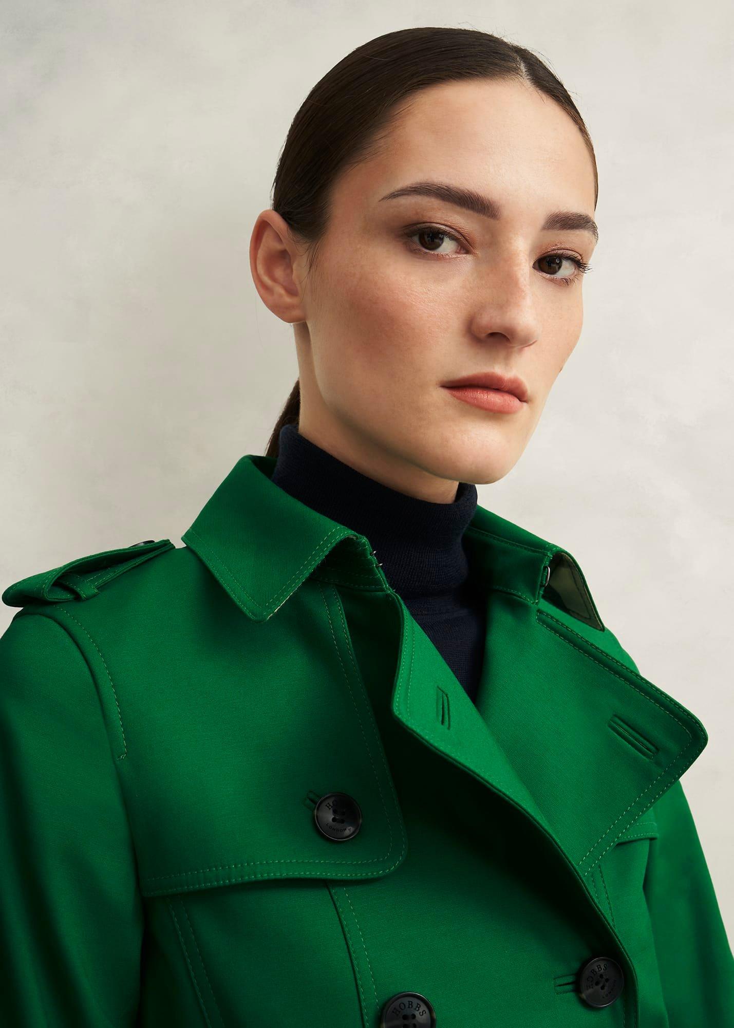 Skylar Shower Resistant Trench Coat, Verdant Green, hi-res