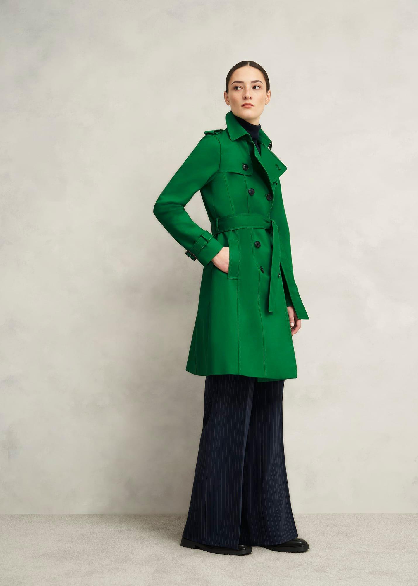 Skylar Shower Resistant Trench Coat, Verdant Green, hi-res