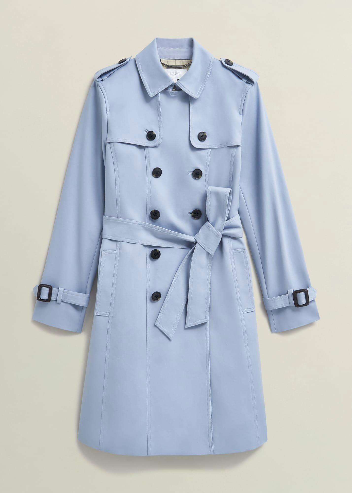 Skylar Shower Resistant Trench Coat, Pale Blue, hi-res