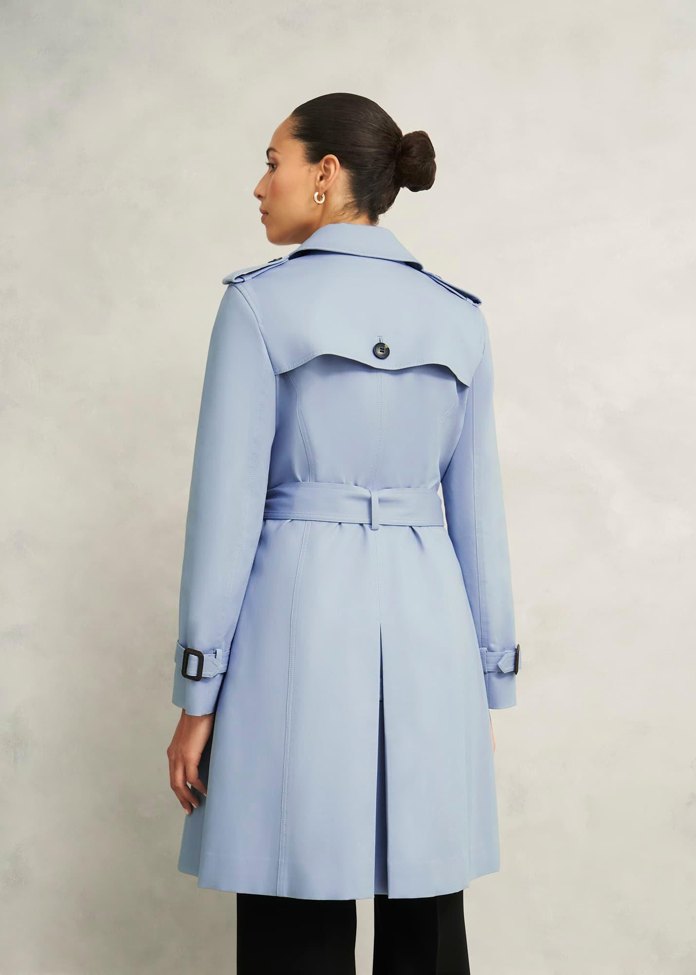 Skylar Shower Resistant Trench Coat, Pale Blue, hi-res