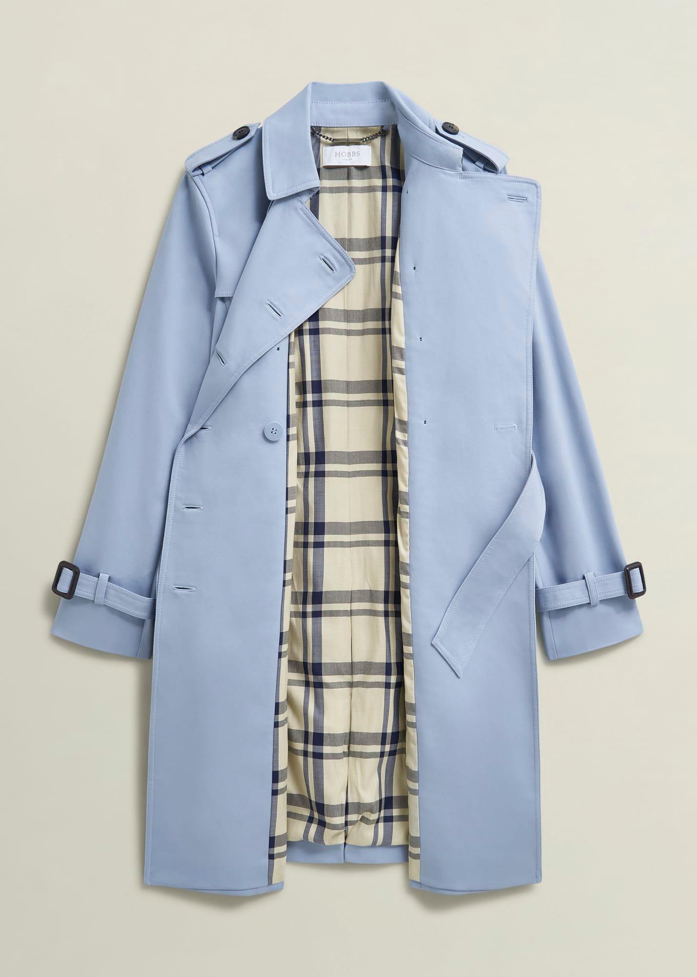 Skylar Shower Resistant Trench Coat, Pale Blue, hi-res