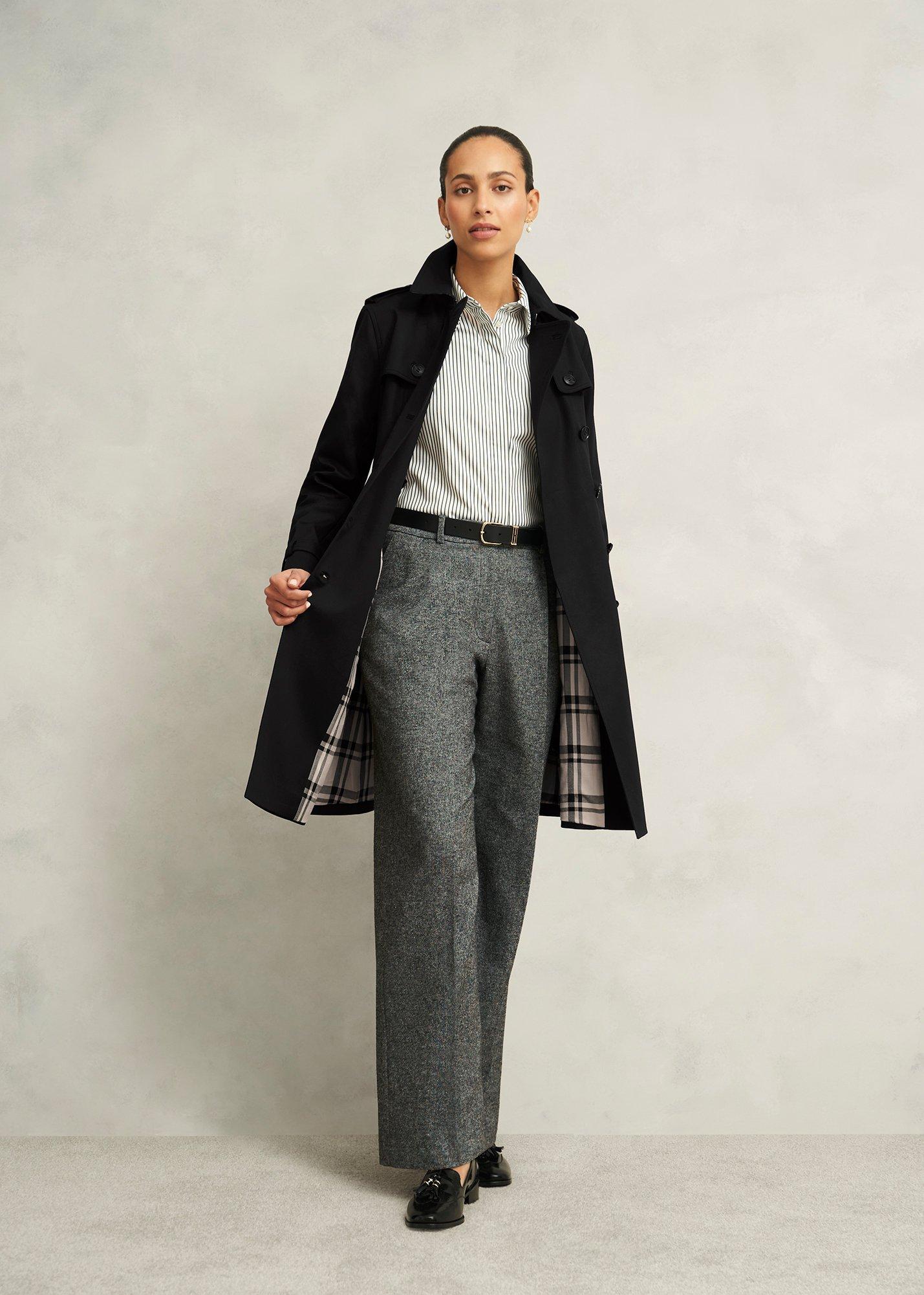 Petite Skylar Shower Resistant Trench Coat, Black, hi-res