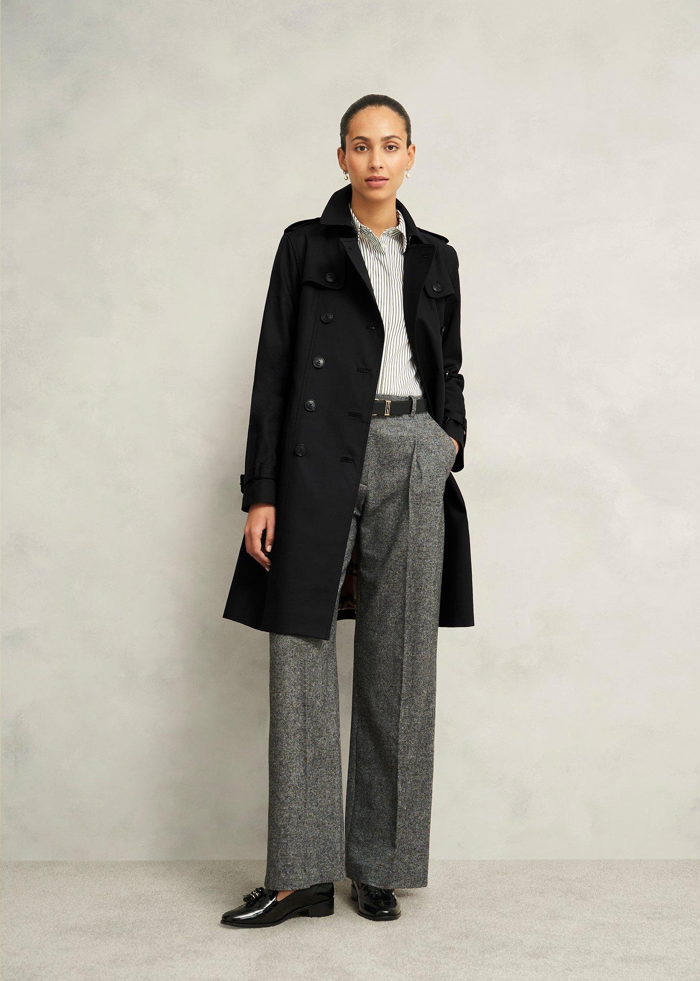 Petite Skylar Shower Resistant Trench Coat, Black, hi-res