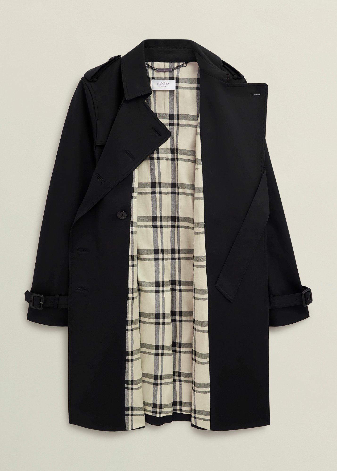 Petite Skylar Shower Resistant Trench Coat, Black, hi-res