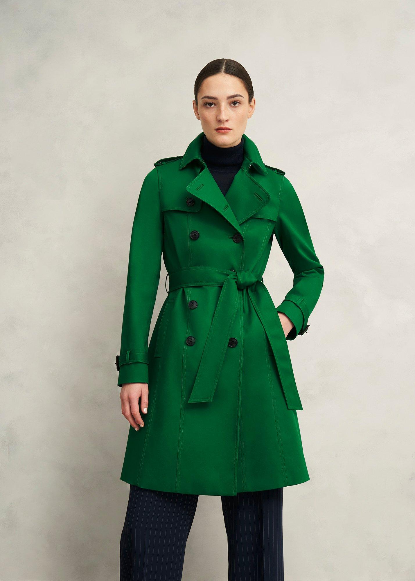 Petite Skylar Shower Resistant Trench Coat, Verdant Green, hi-res