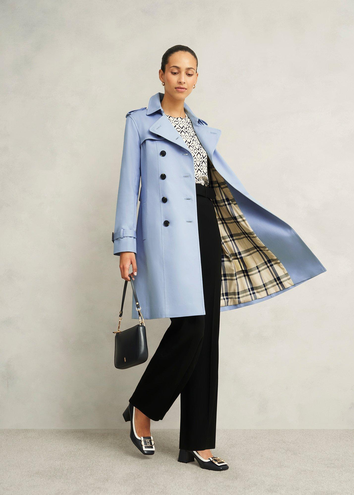 Petite Skylar Shower Resistant Trench Coat, Pale Blue, hi-res