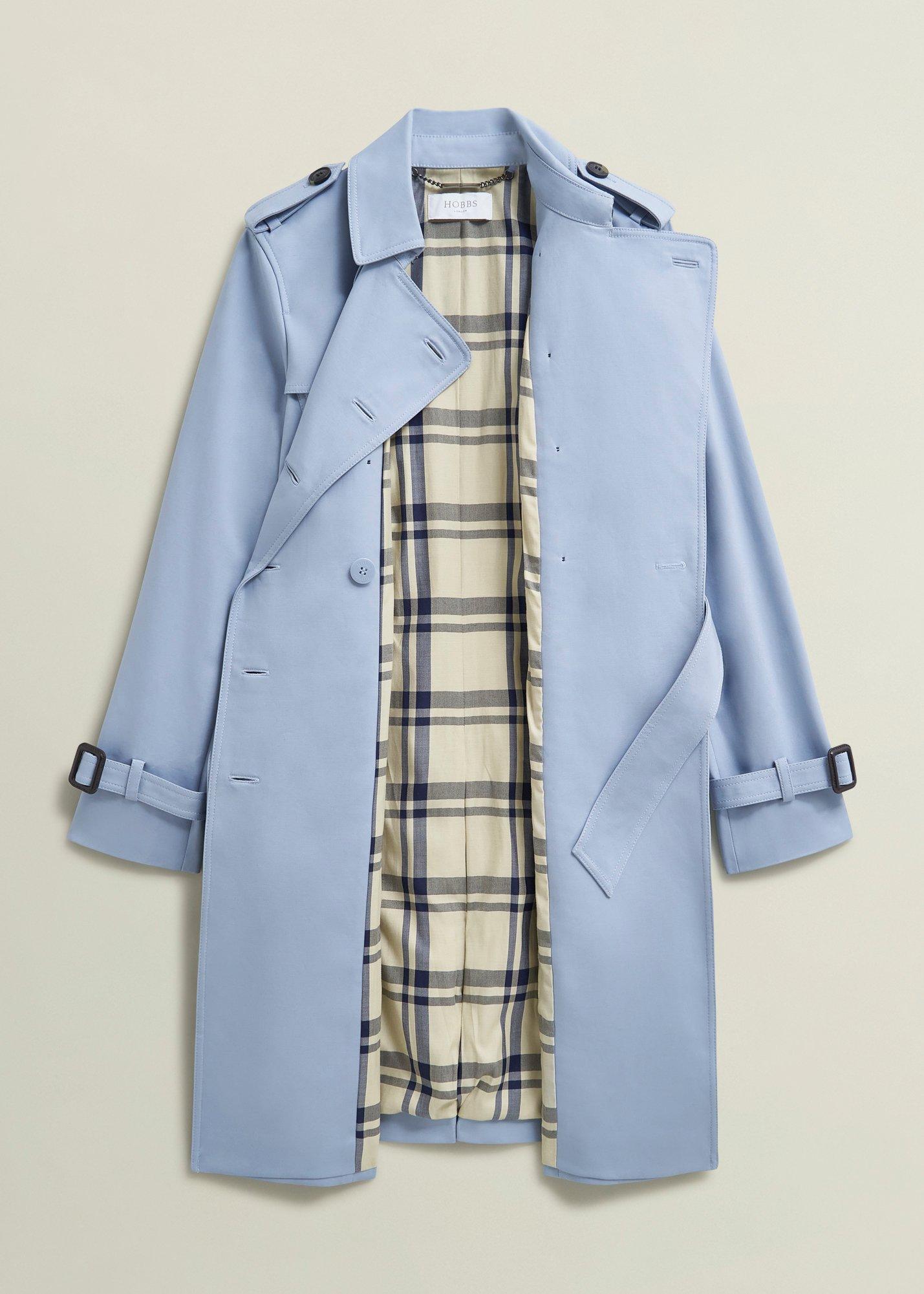 Petite Skylar Shower Resistant Trench Coat, Pale Blue, hi-res