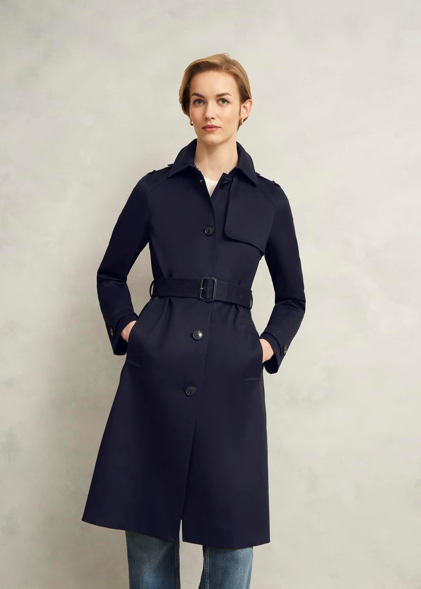 Hallie Shower Resistant Trench, Navy, hi-res