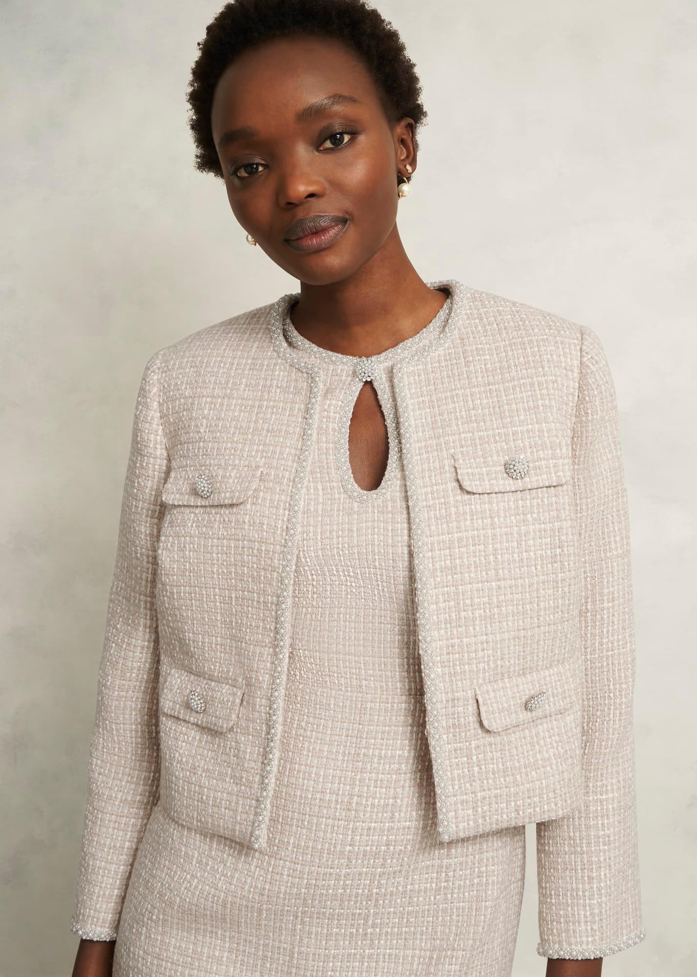 Oriana Tweed Jacket, Oyster, hi-res