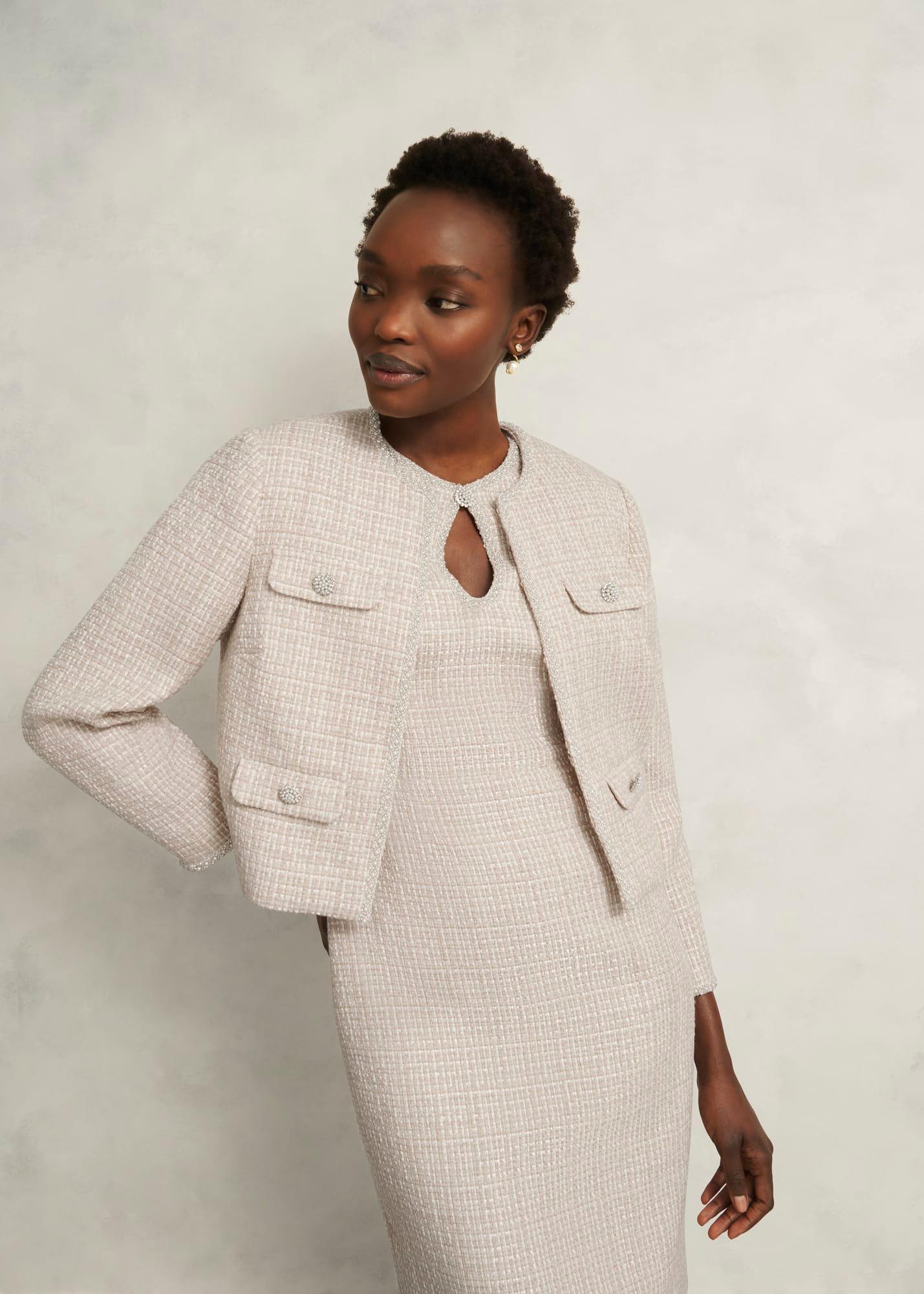 Oriana Tweed Jacket, Oyster, hi-res
