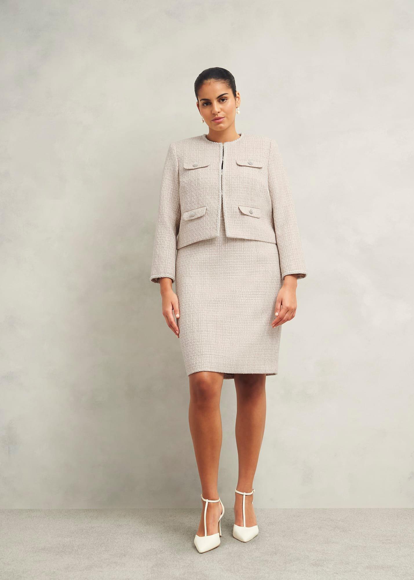Oriana Tweed Jacket, Oyster, hi-res