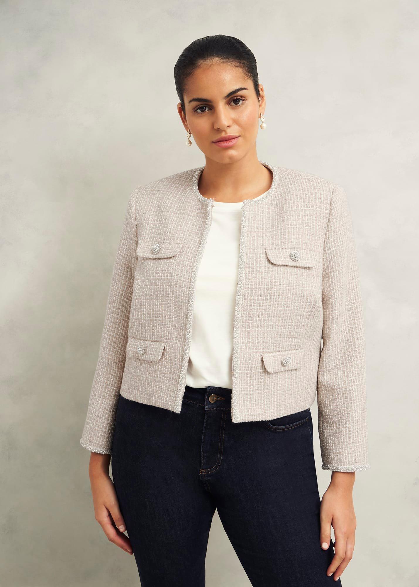 Oriana Tweed Jacket, Oyster, hi-res
