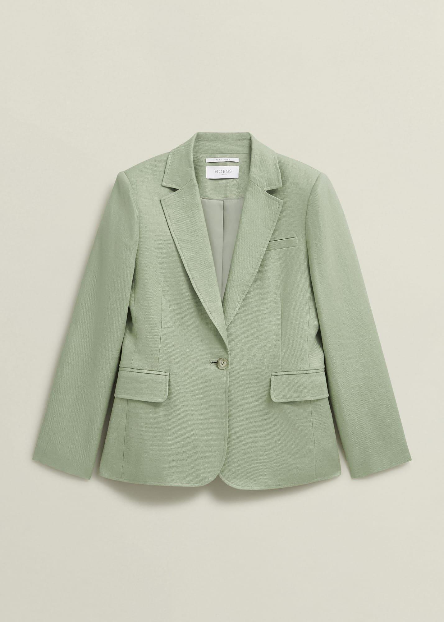 Marietta Linen Jacket, Sage Green, hi-res