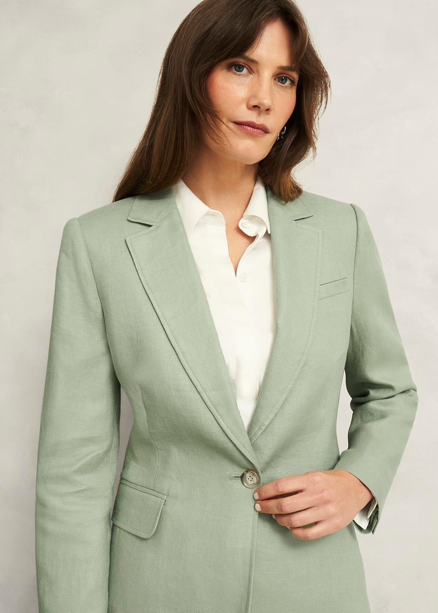 Marietta Linen Jacket, Sage Green, hi-res
