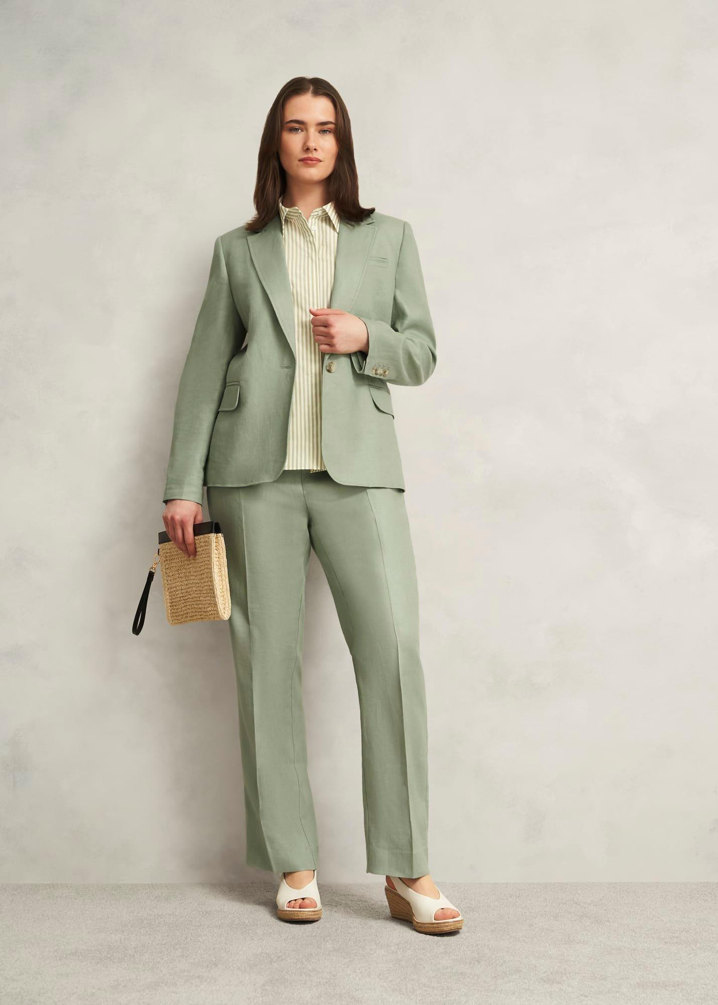 Marietta Linen Jacket, Sage Green, hi-res