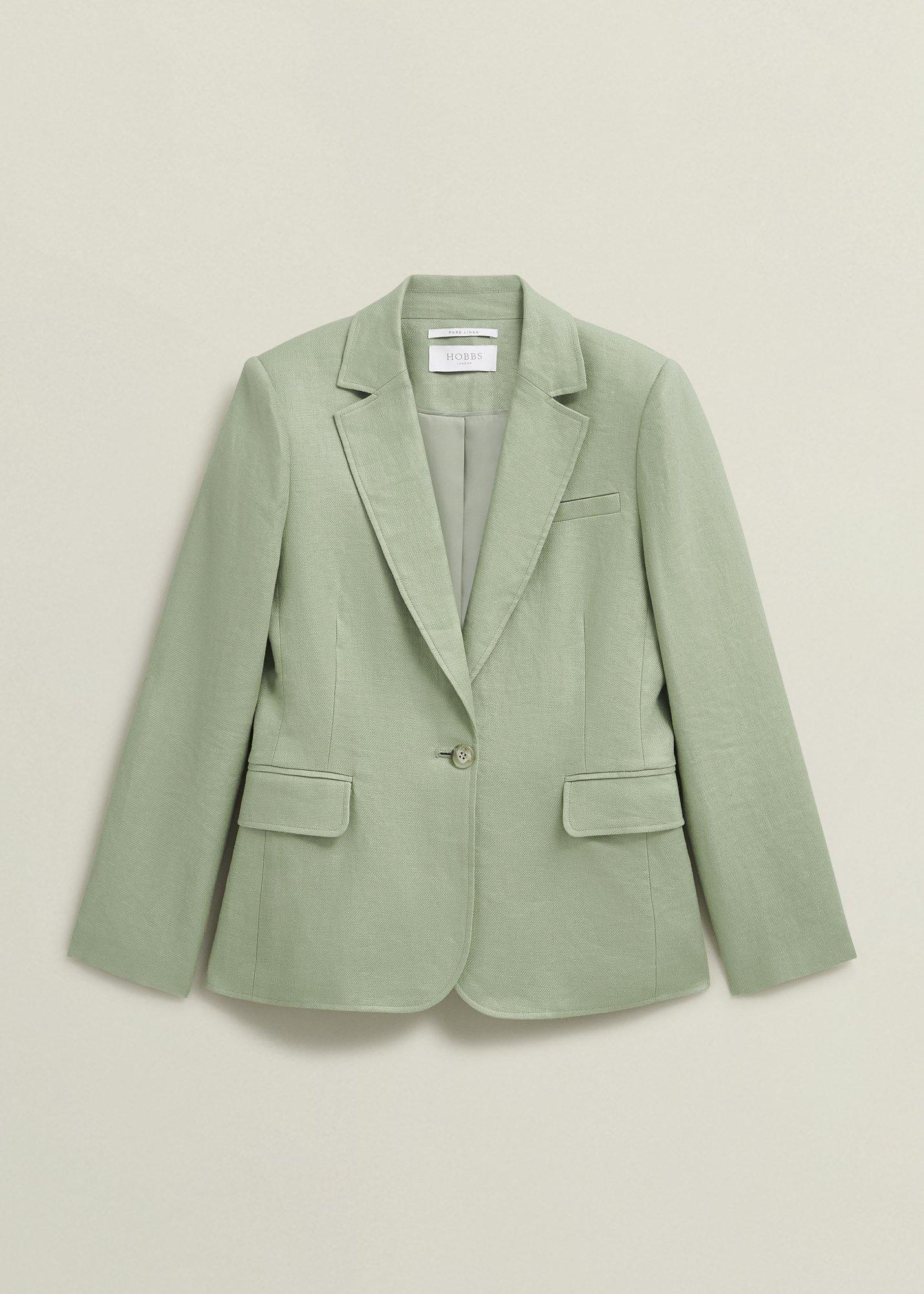 Petite Marietta Linen Jacket, Sage Green, hi-res