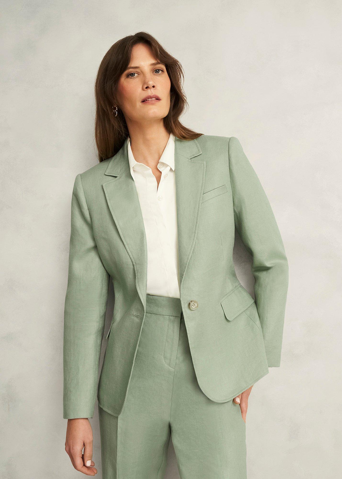 Petite Marietta Linen Jacket, Sage Green, hi-res
