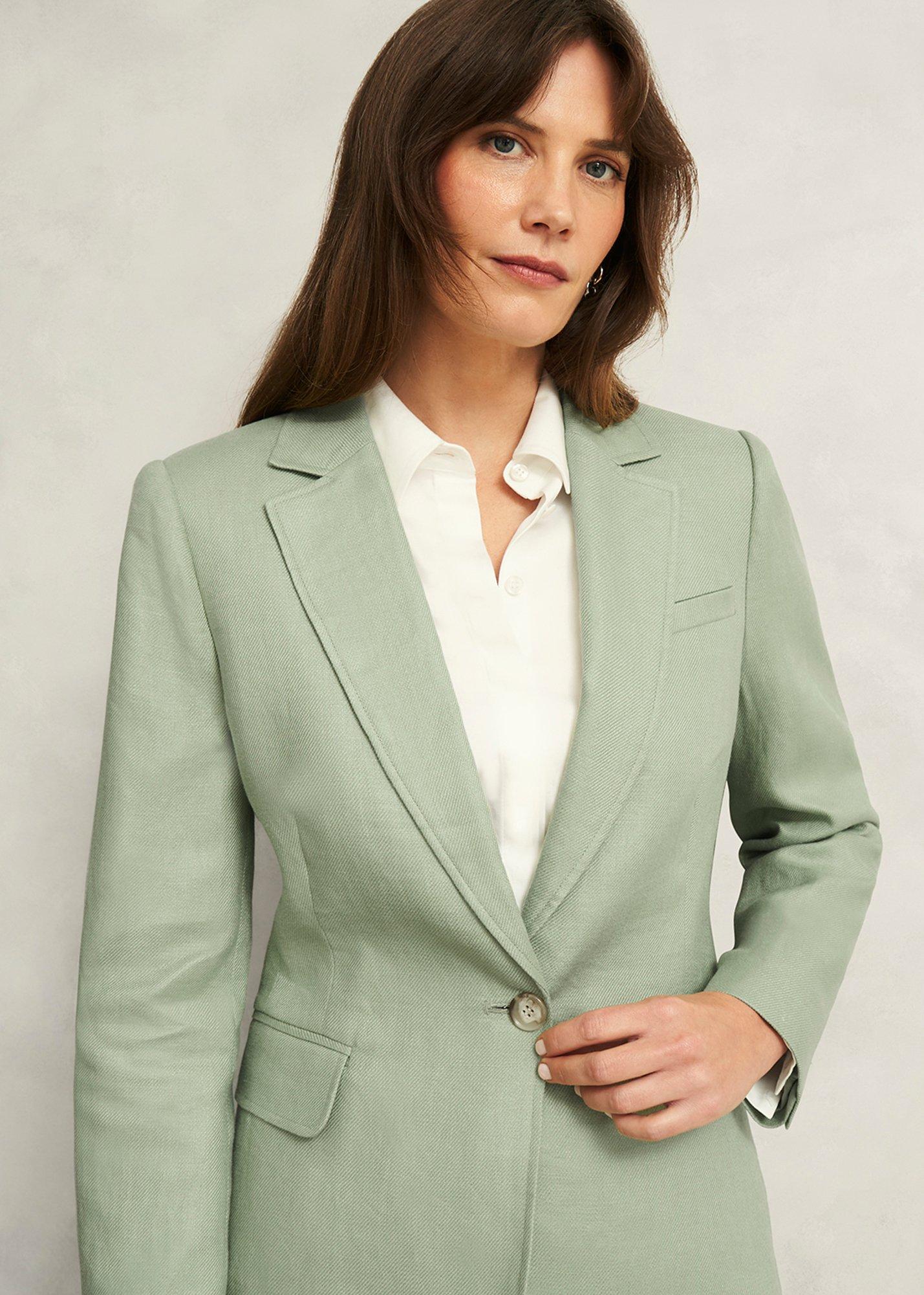 Petite Marietta Linen Jacket, Sage Green, hi-res