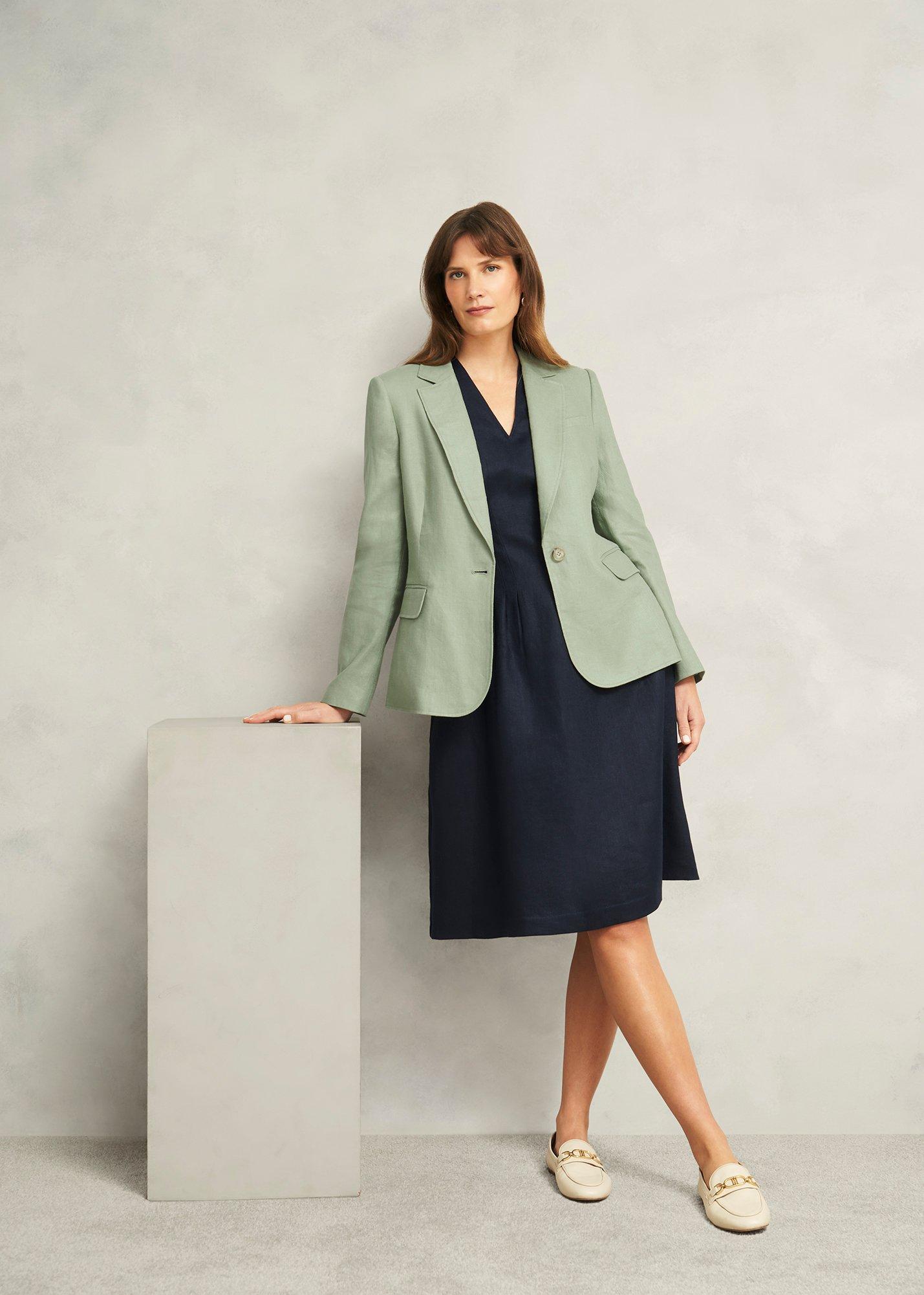 Petite Marietta Linen Jacket, Sage Green, hi-res