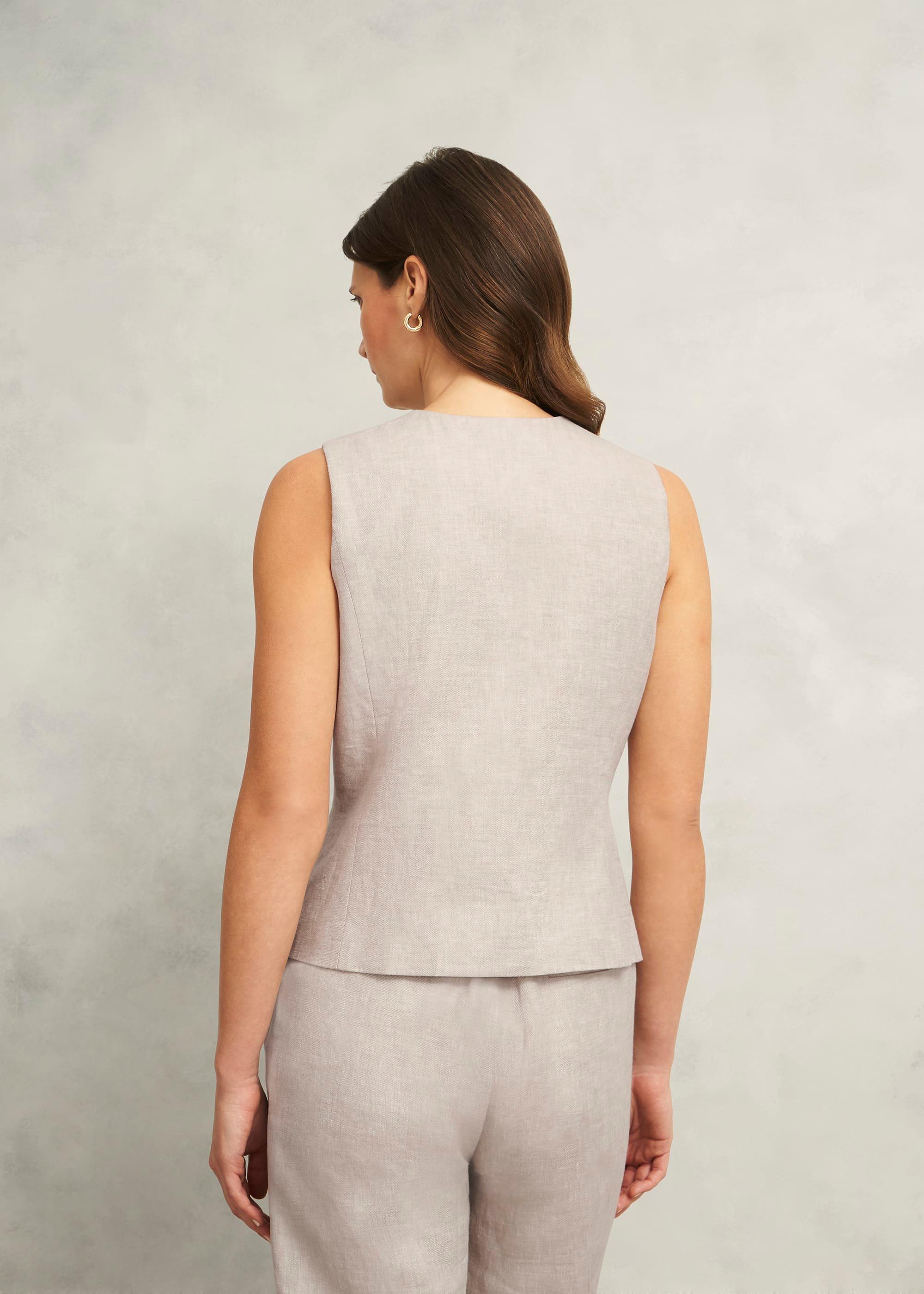Alessia Linen Waistcoat, Neutral, hi-res