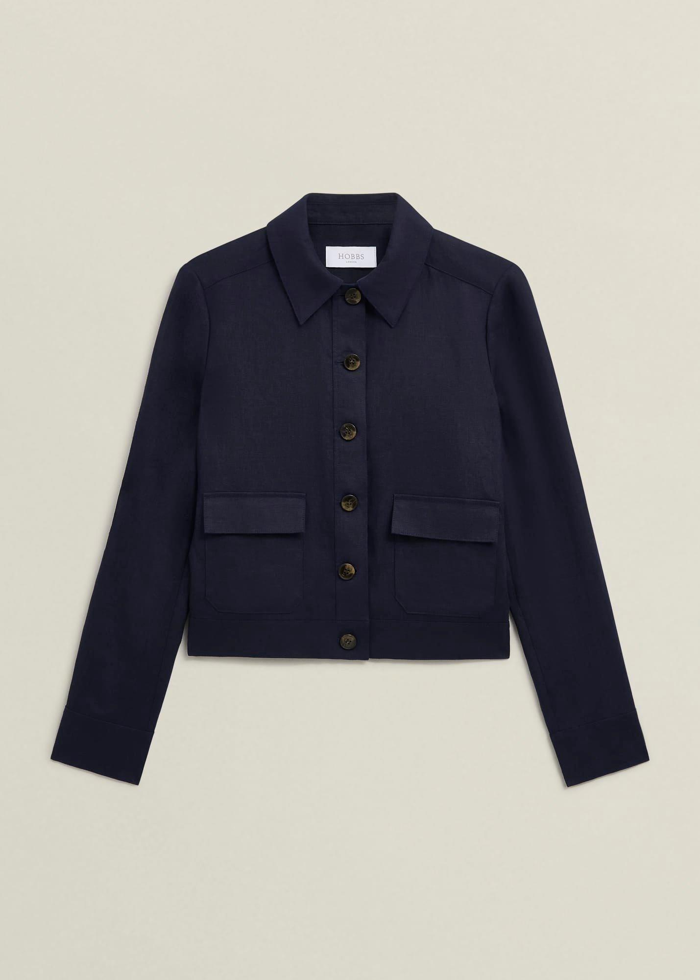 Clarence Linen Jacket, Navy, hi-res