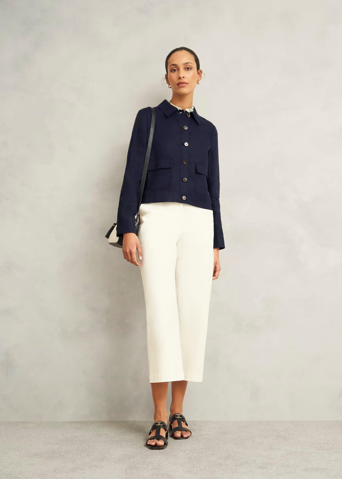 Clarence Linen Jacket, Navy, hi-res