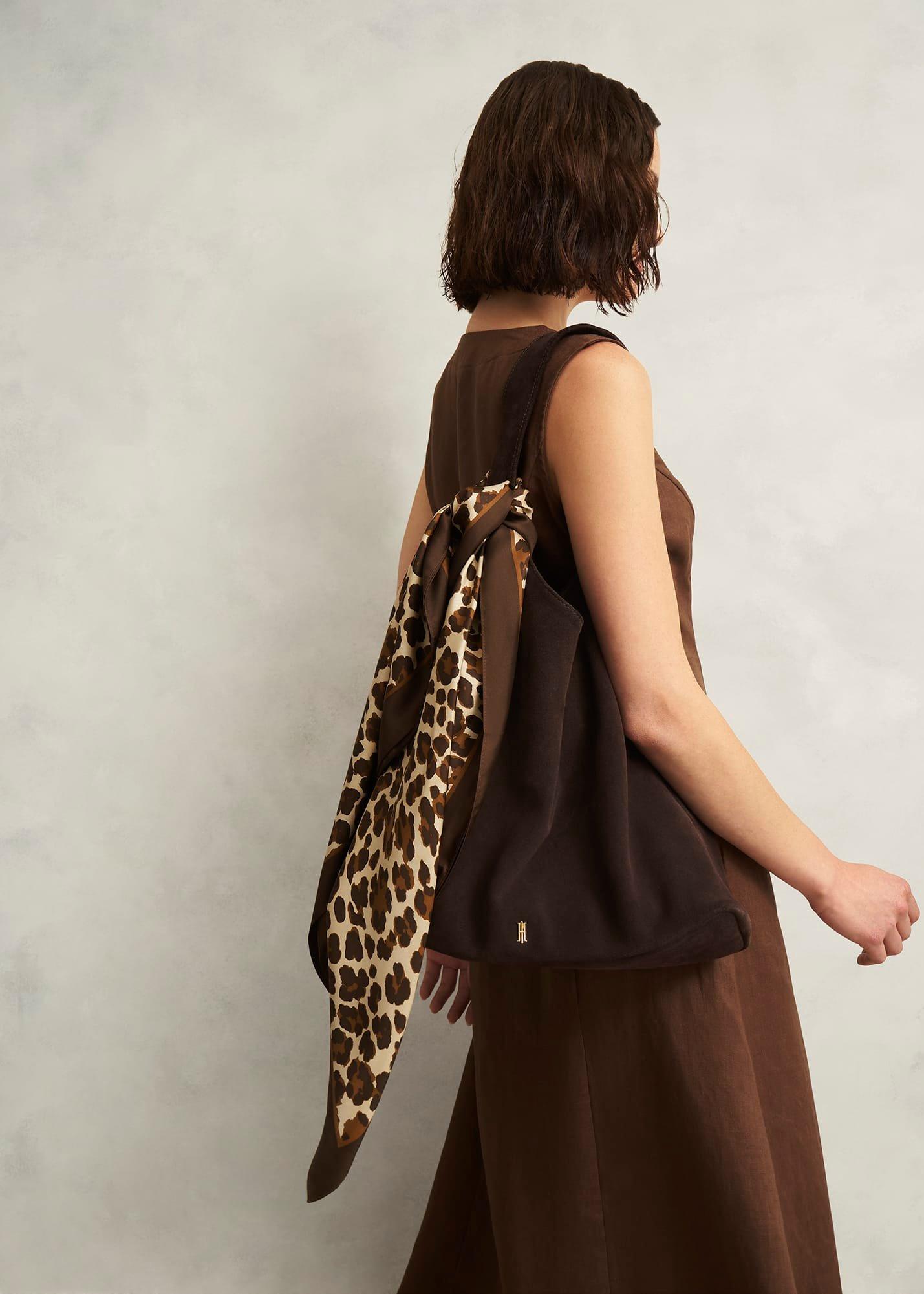 Bria Silk Leopard Scarf, Brown Multi, hi-res