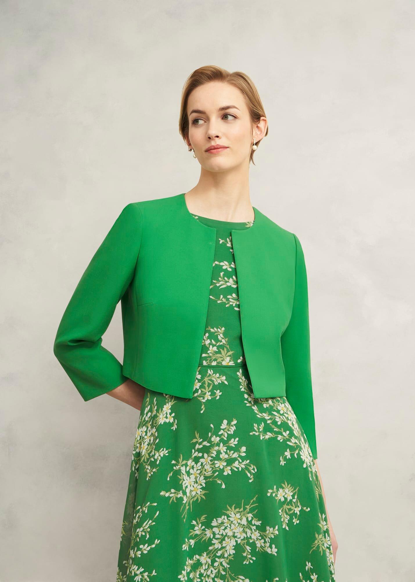 Elize Crepe Jacket, Cilantro Green, hi-res