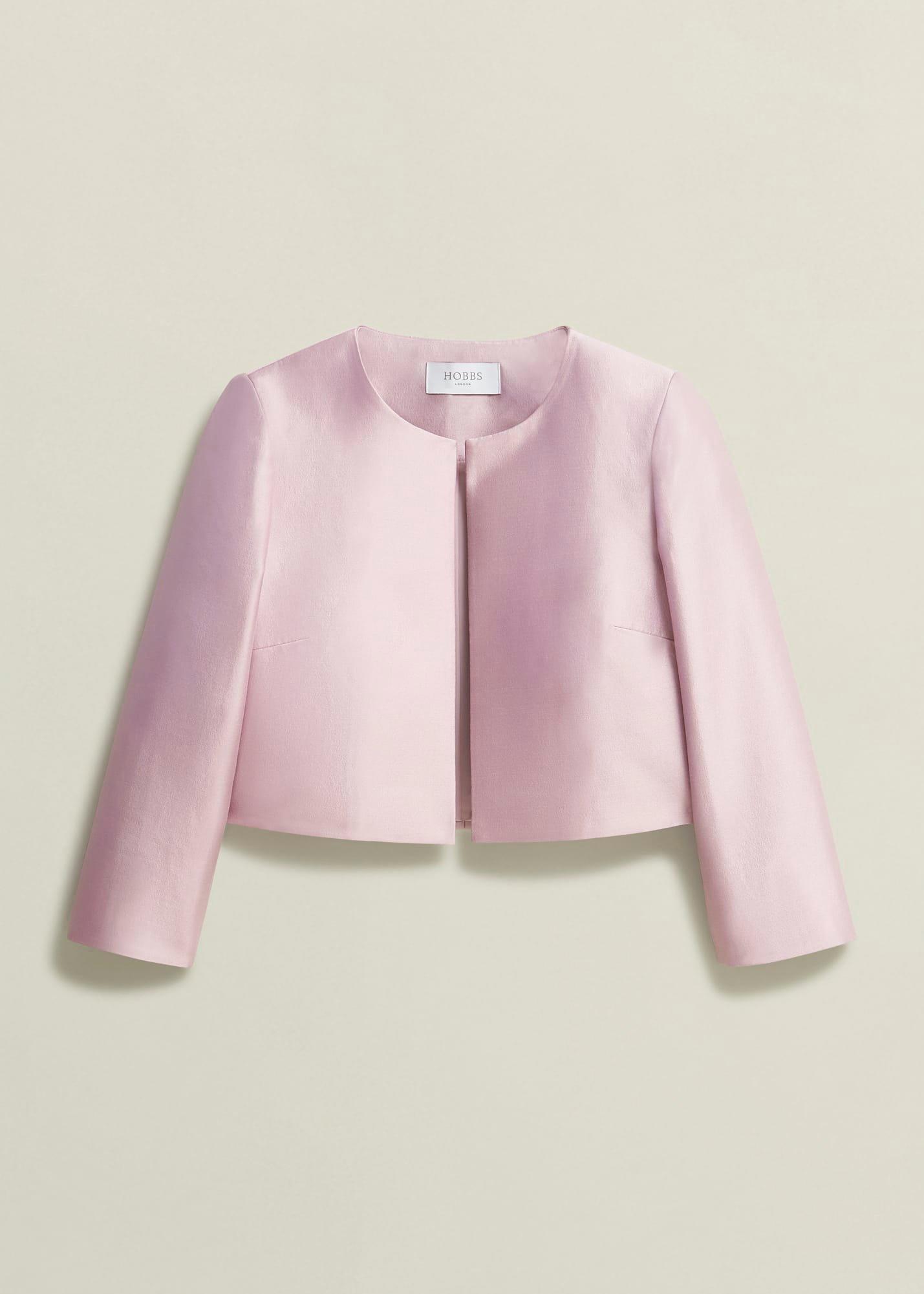 Rhea Wool Silk Jacket, Soft Petal Pink, hi-res