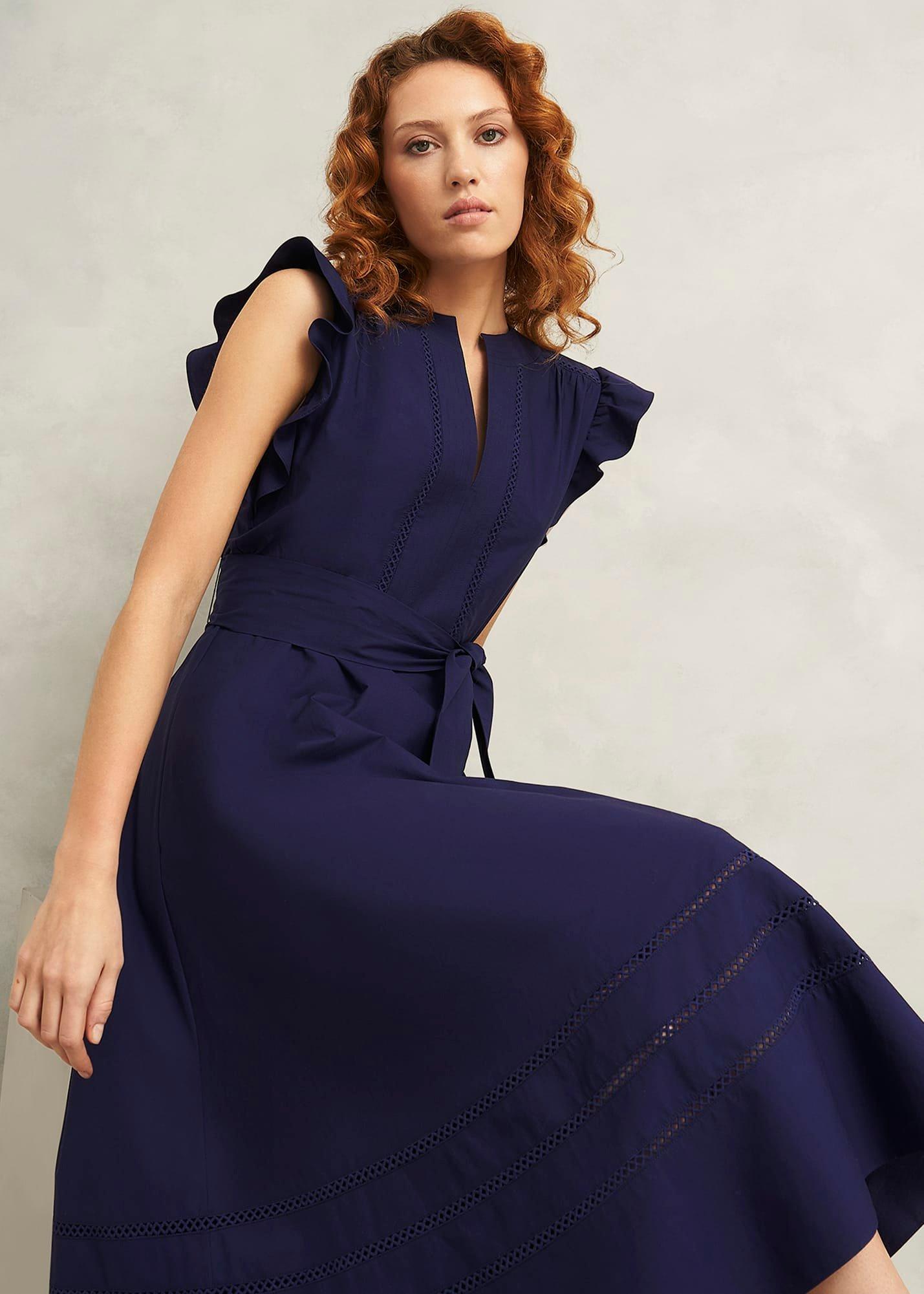 Vanessa Cotton Dress, True Navy, hi-res