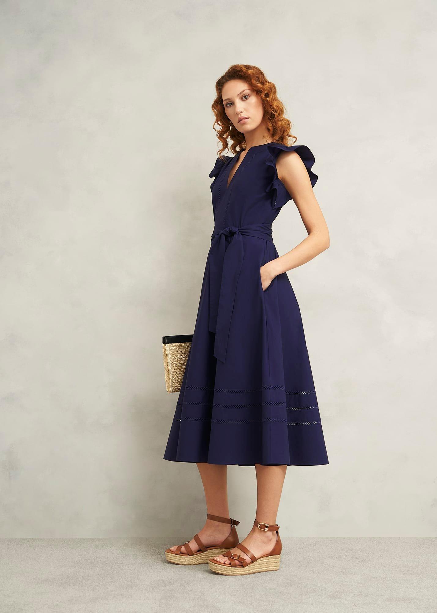 Vanessa Cotton Dress, True Navy, hi-res