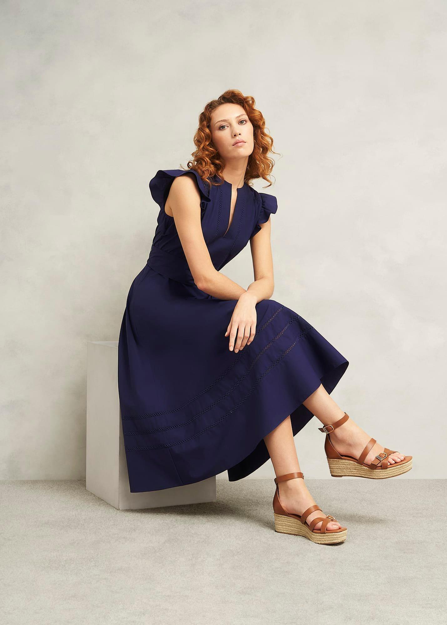 Vanessa Cotton Dress, True Navy, hi-res
