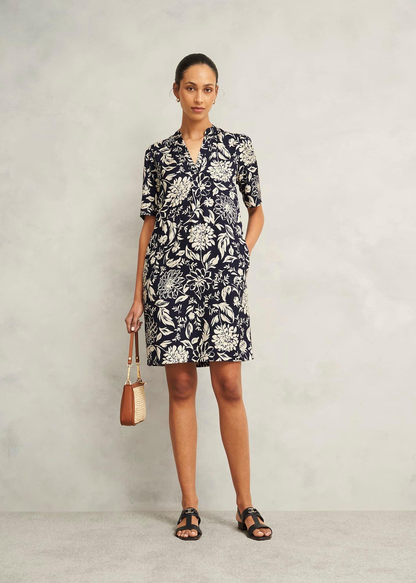 Lucille Dress, Navy Cream, hi-res