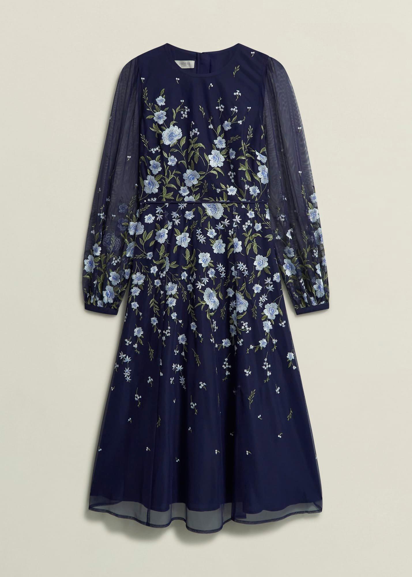 Petite Lois Embroidered Dress, Midnight Multi, hi-res
