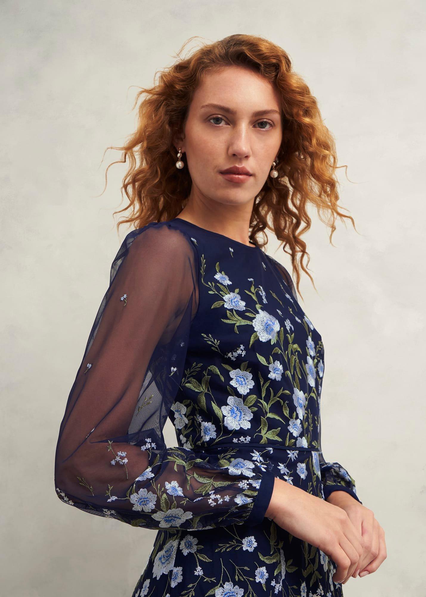 Petite Lois Embroidered Dress, Midnight Multi, hi-res