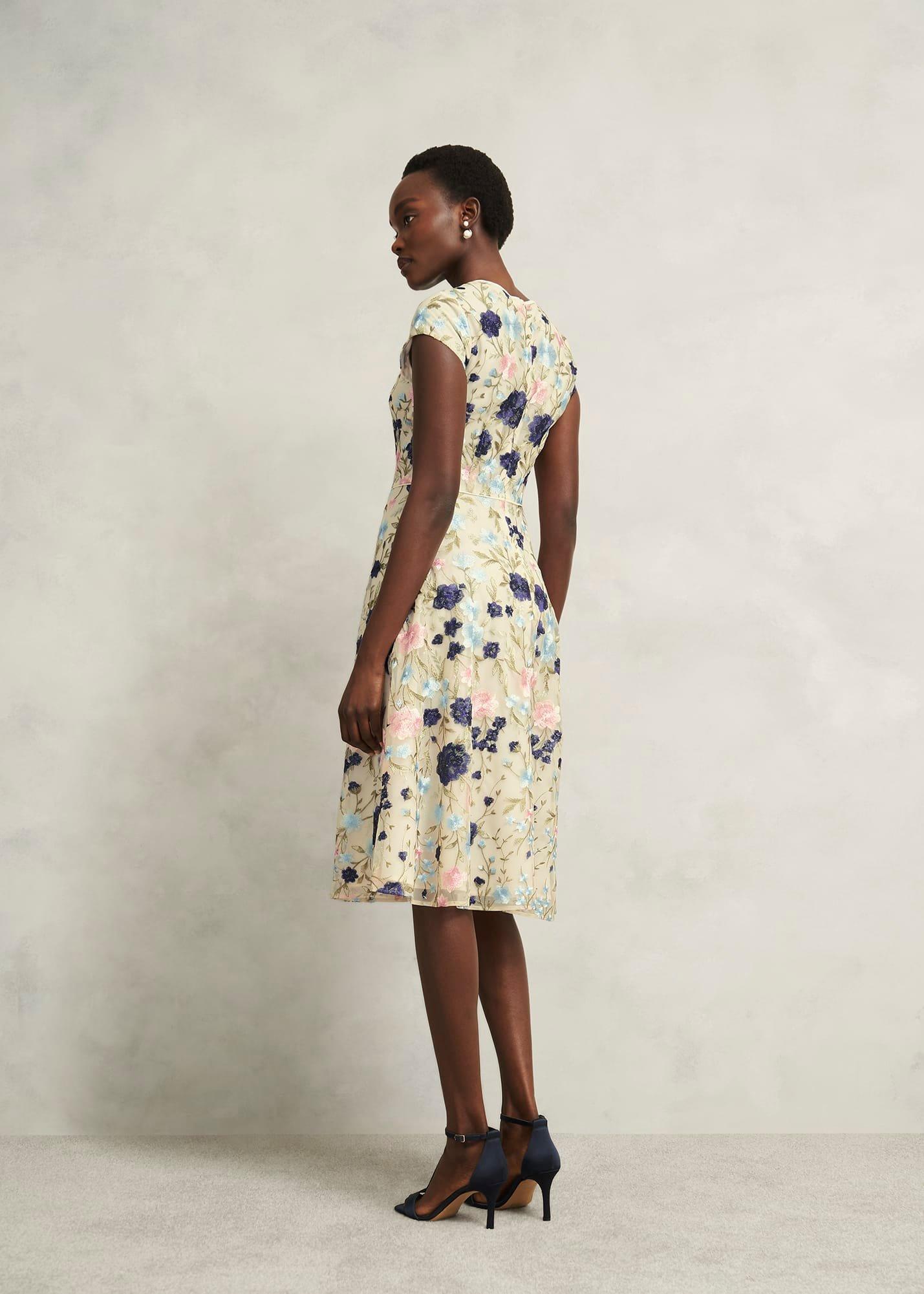 Petite Tia Embroidered Dress, Cream Multi, hi-res