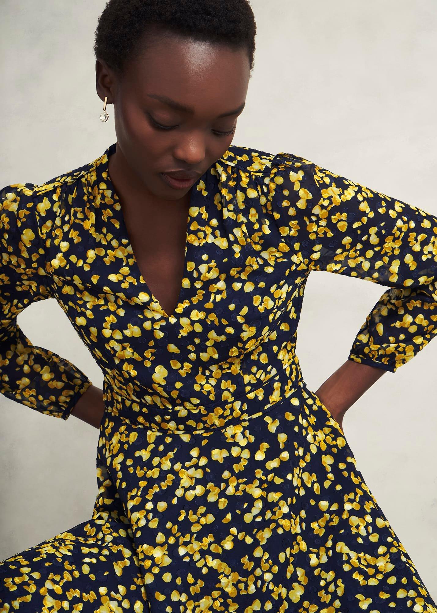 Aurora Dress, Navy Yellow, hi-res