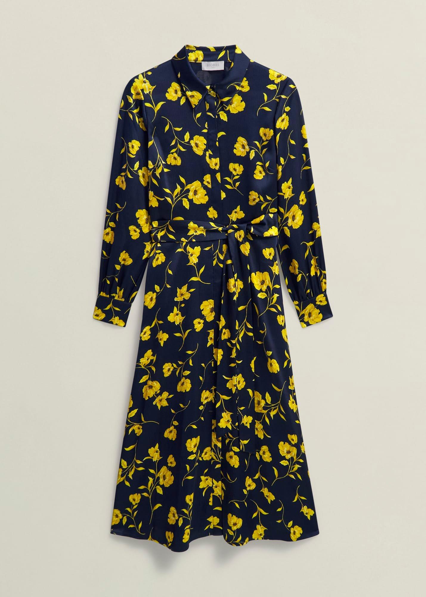 Amelia Shirt Dress, Navy Yellow, hi-res