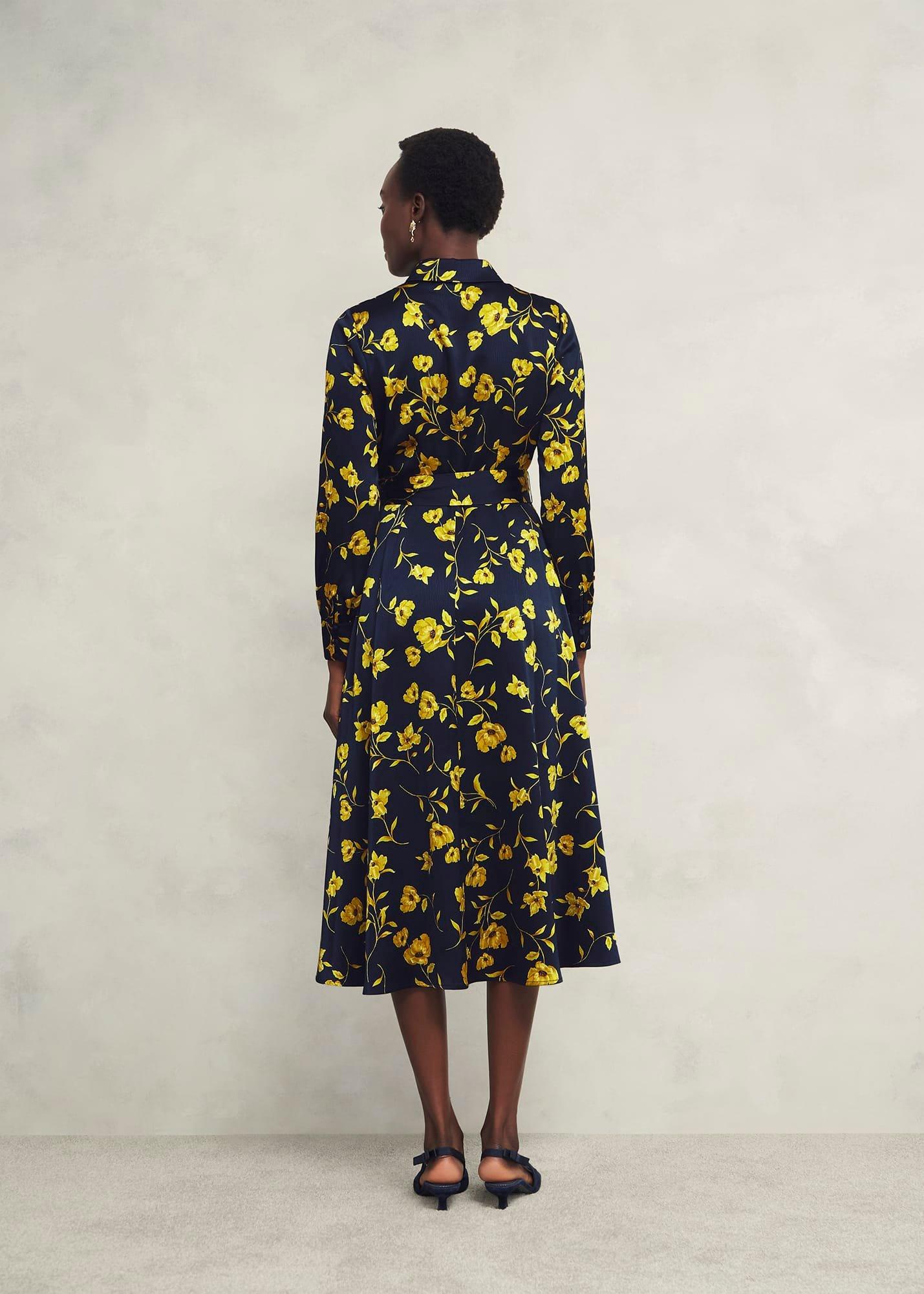 Amelia Shirt Dress, Navy Yellow, hi-res
