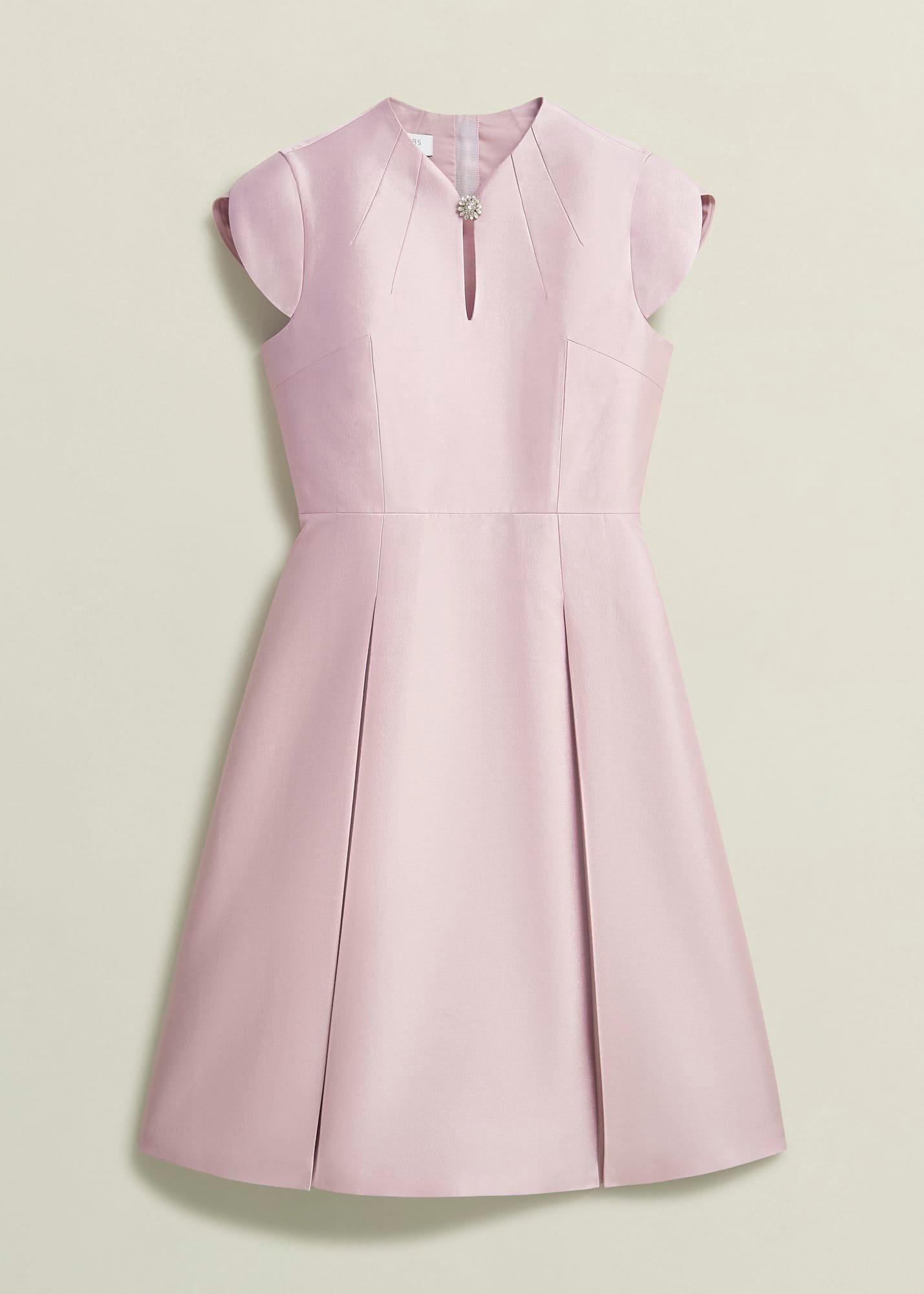 Rhea Wool Silk Dress, Soft Petal Pink, hi-res