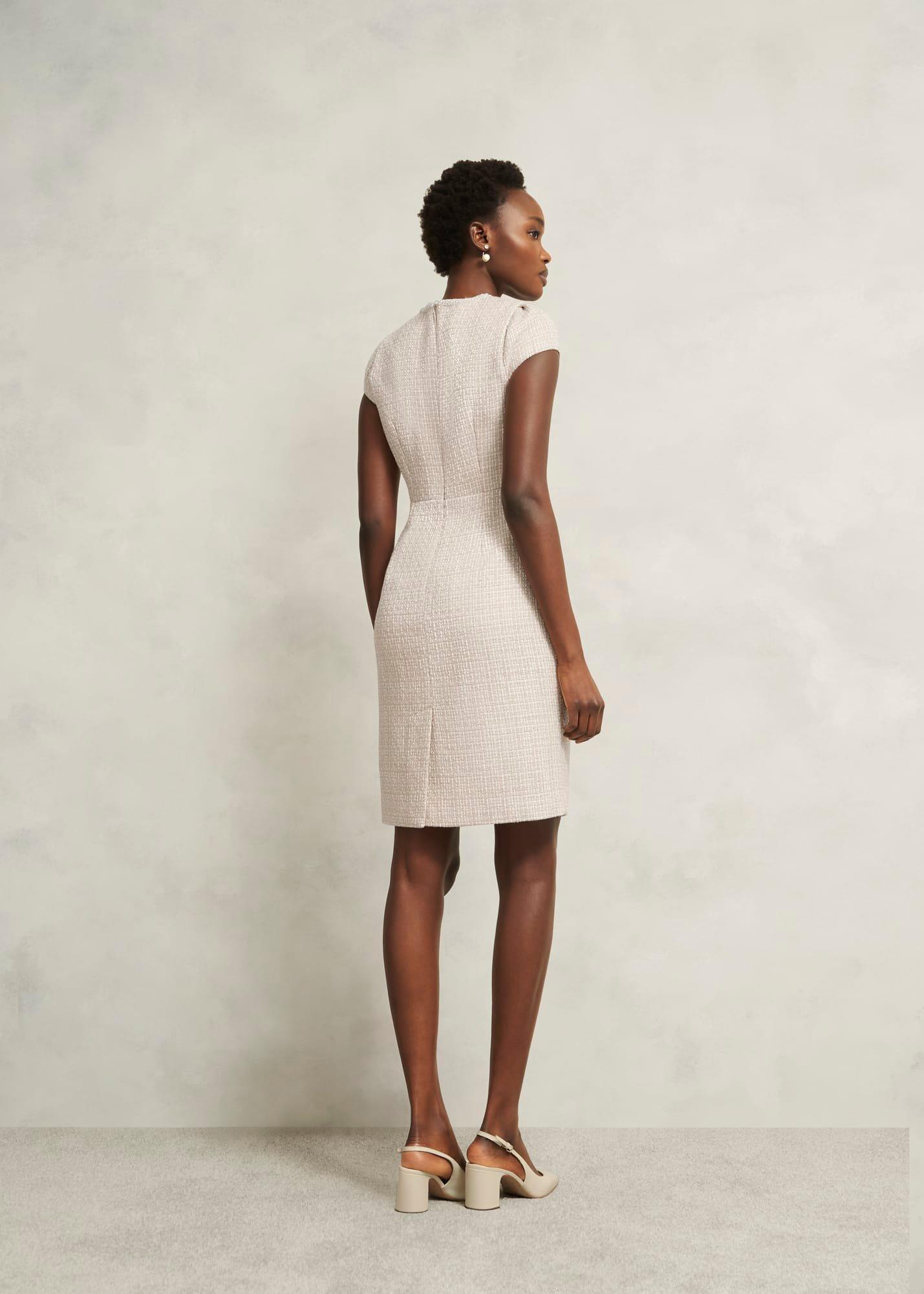 Oriana Tweed Dress, Oyster, hi-res