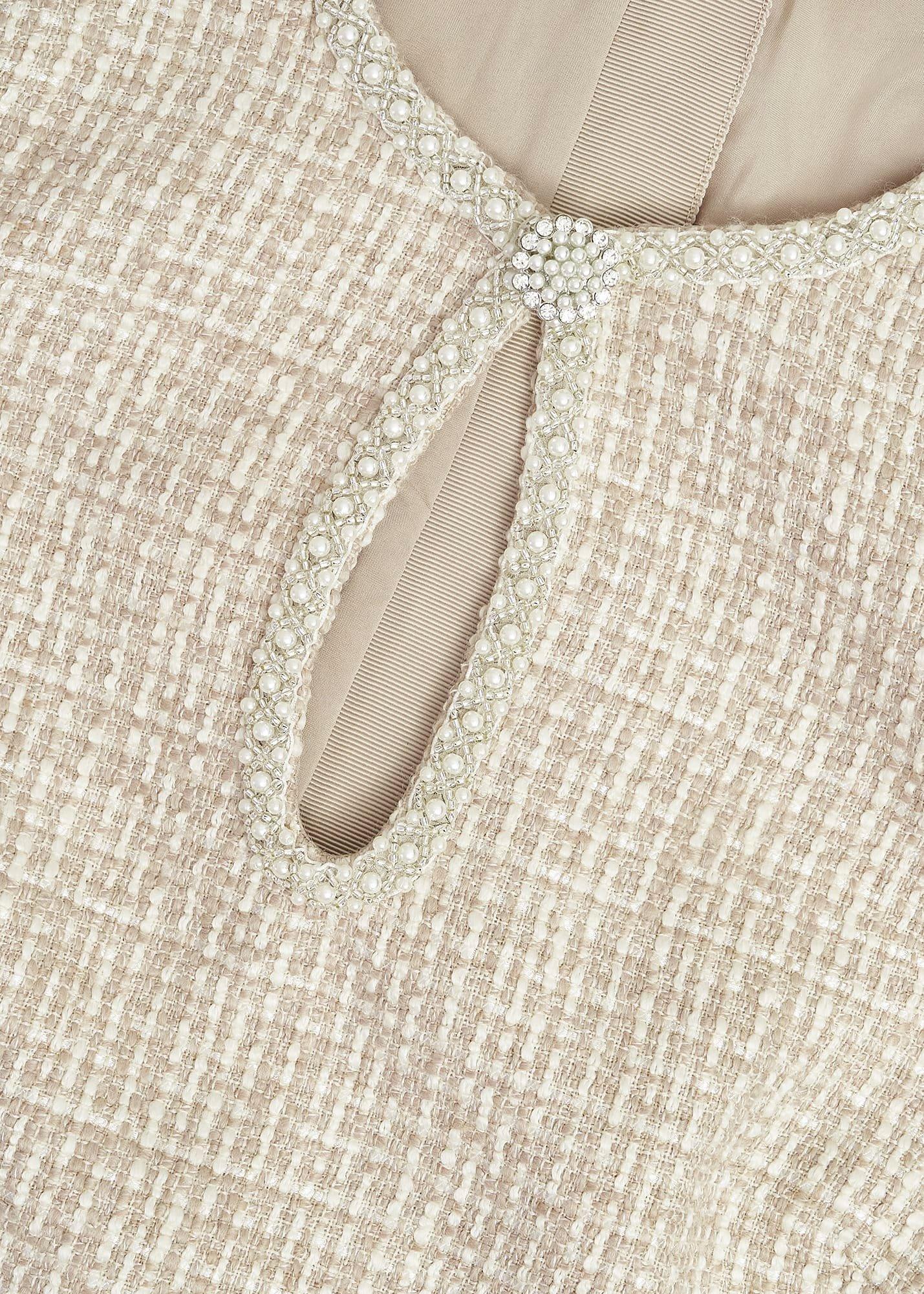 Oriana Tweed Dress, Oyster, hi-res