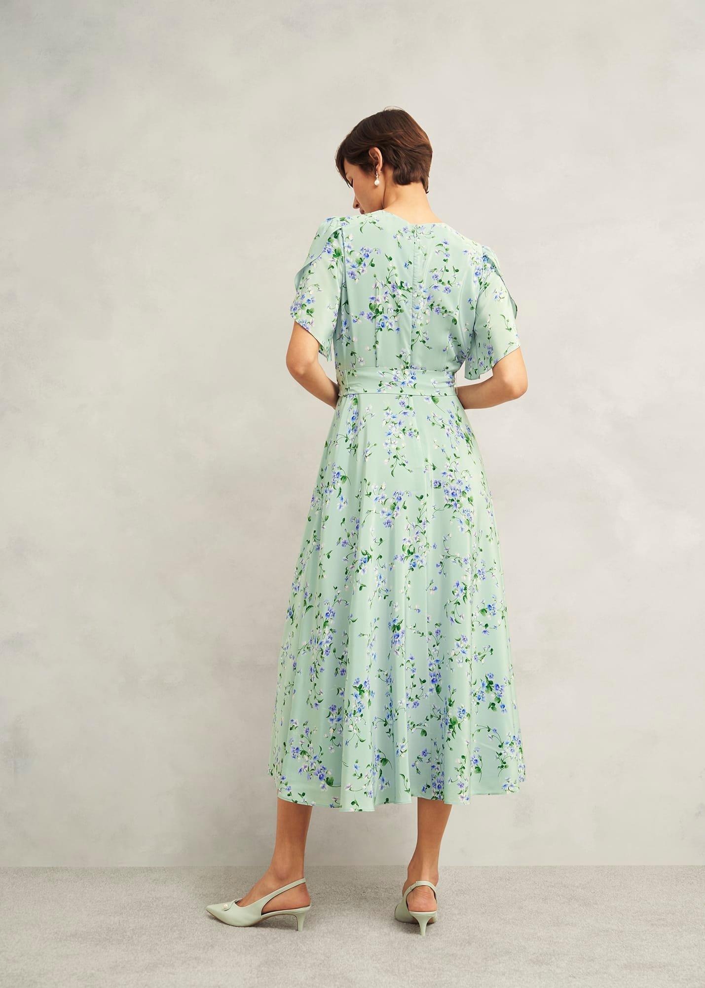 Petite Sophia Silk Belted Dress, Sage Multi, hi-res