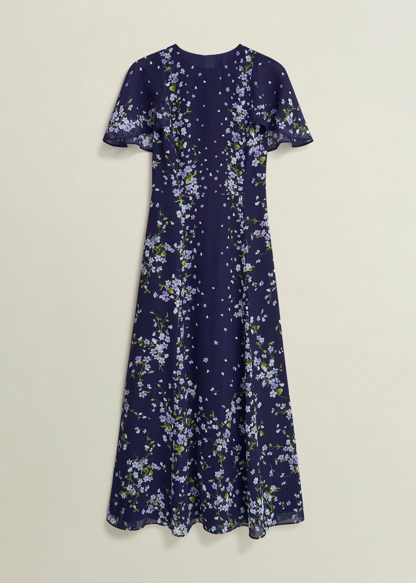 Rosella Cape Dress, Midnight Multi, hi-res