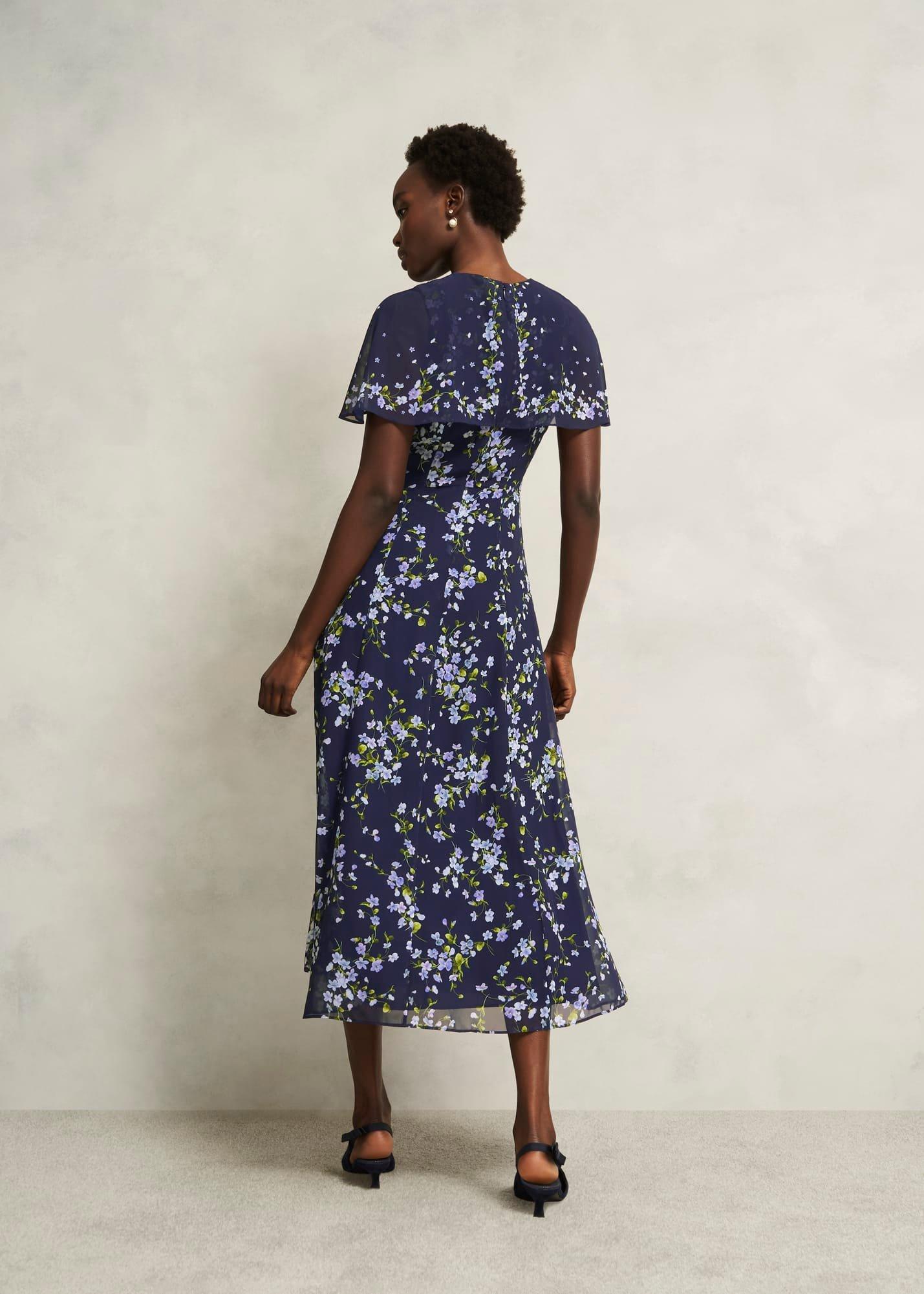 Rosella Cape Dress, Midnight Multi, hi-res