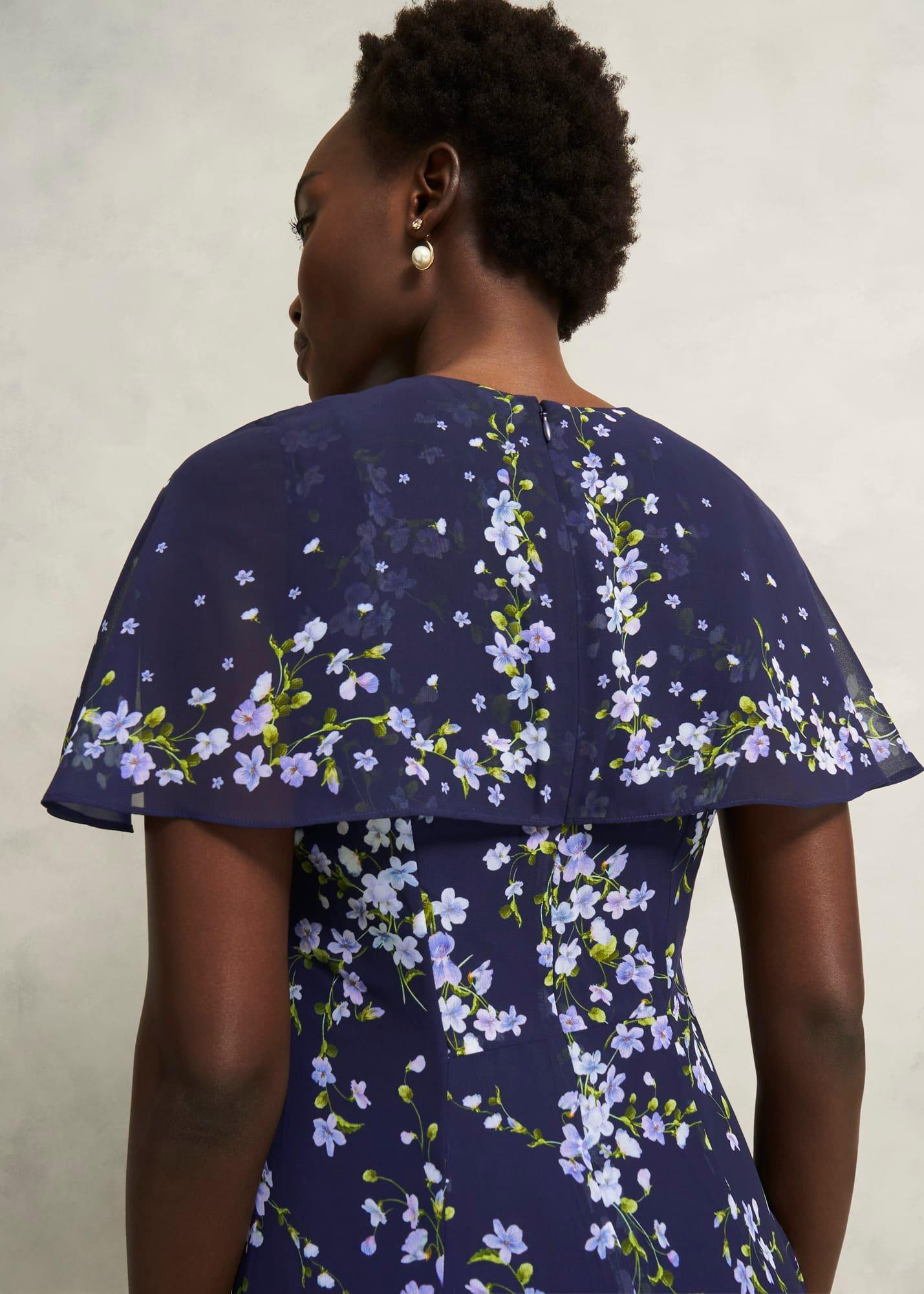 Rosella Cape Dress, Midnight Multi, hi-res