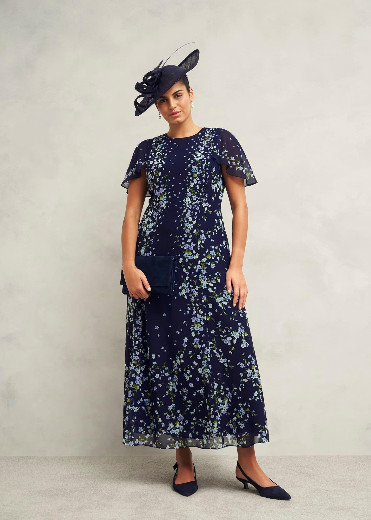 Rosella Cape Dress, Midnight Multi, hi-res